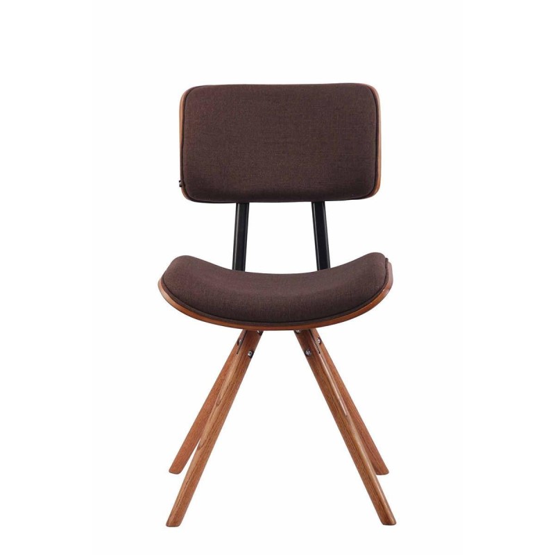 Silla de Confidente CHIMALA, en Madera color Nogal y Tela color Crema