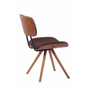 Silla de Confidente CHIMALA, en Madera color Nogal y Tela color Crema