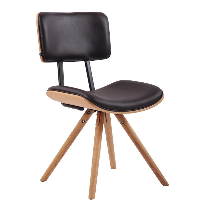 Silla de Confidente CHIMALA PIEL, en Madera color Natural, color Negro