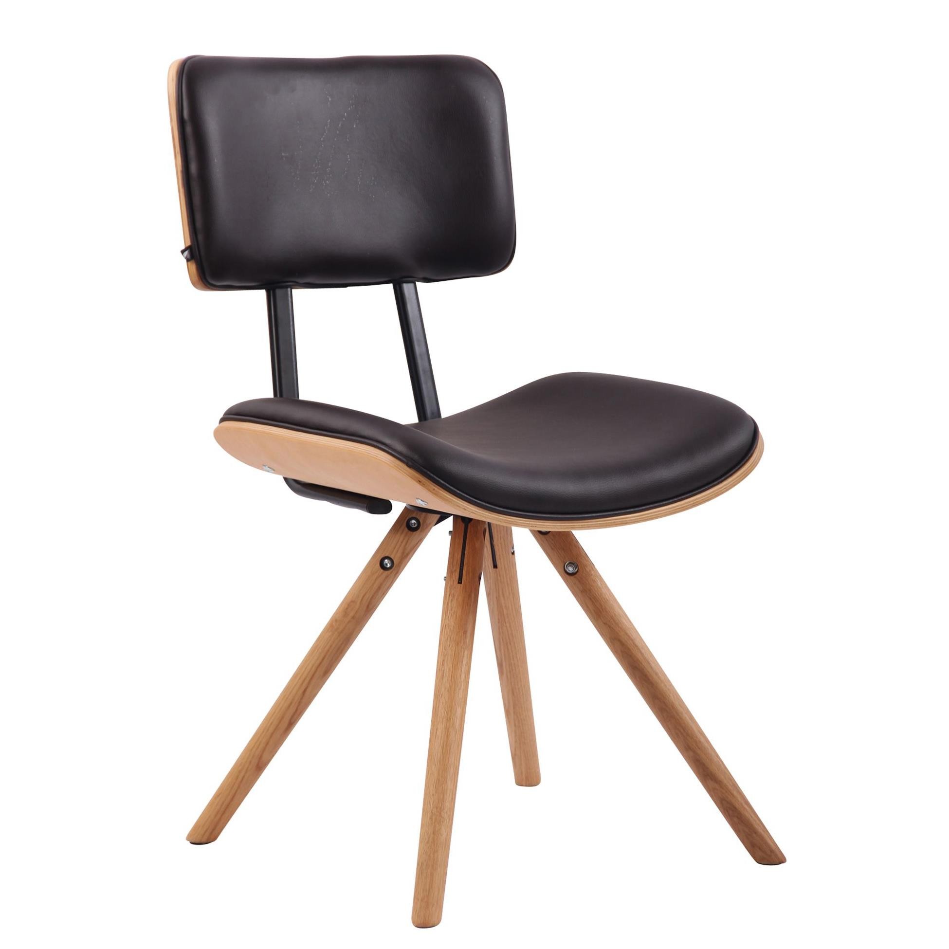 Silla de Confidente CHIMALA PIEL, en Madera color Natural, color Negro
