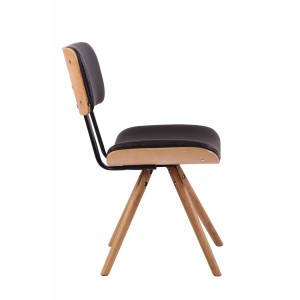 Silla de Confidente CHIMALA PIEL, en Madera color Natural, color Negro