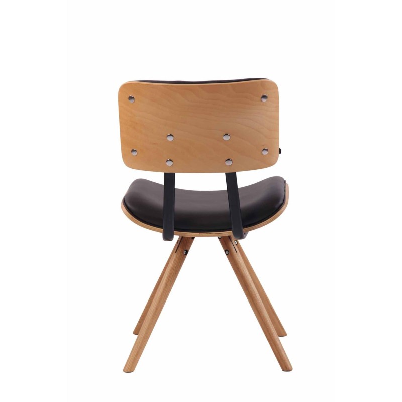 Silla de Confidente CHIMALA PIEL, en Madera color Natural, color Negro