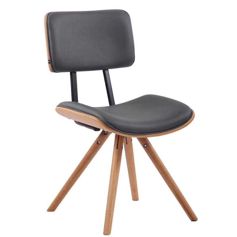 Silla de Confidente CHIMALA PIEL, en Madera color Natural, color Negro