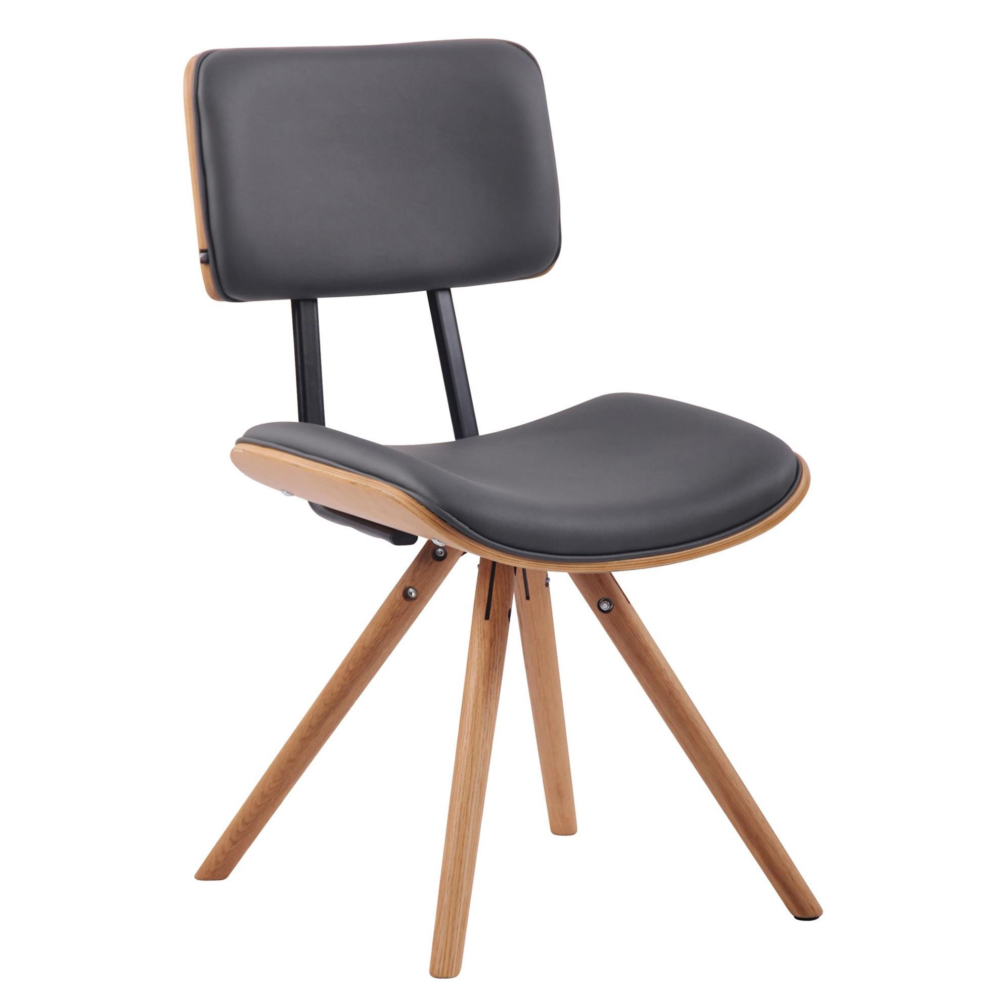 Silla de Confidente CHIMALA PIEL, en Madera color Natural, color Negro