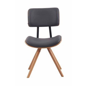 Silla de Confidente CHIMALA PIEL, en Madera color Natural, color Negro