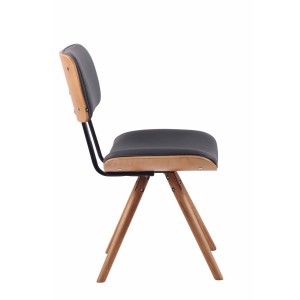 Silla de Confidente CHIMALA PIEL, en Madera color Natural, color Negro