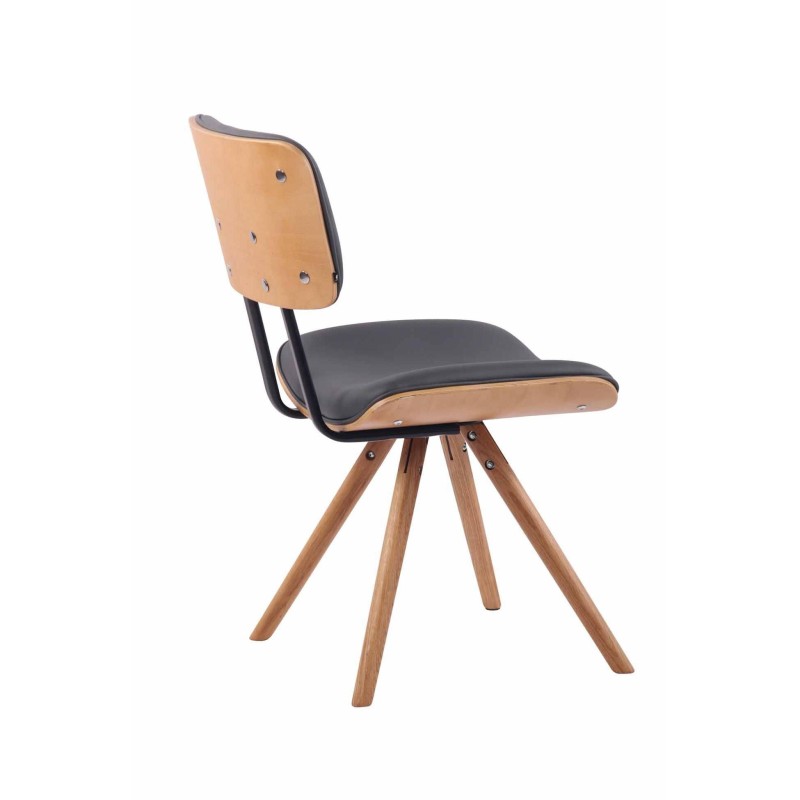 Silla de Confidente CHIMALA PIEL, en Madera color Natural, color Negro