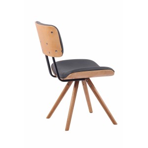 Silla de Confidente CHIMALA PIEL, en Madera color Natural, color Negro