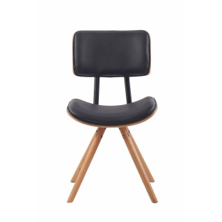 Silla de Confidente CHIMALA PIEL, en Madera color Natural, color Negro 2
