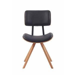 Silla de Confidente CHIMALA PIEL, en Madera color Natural, color Negro