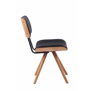 Silla de Confidente CHIMALA PIEL, en Madera color Natural, color Negro