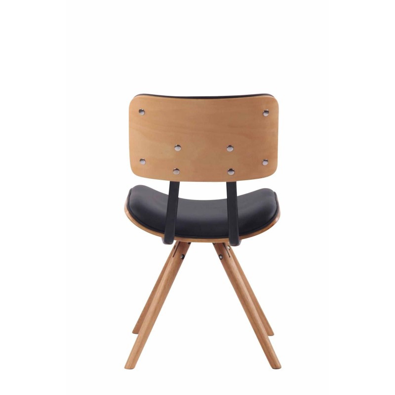 Silla de Confidente CHIMALA PIEL, en Madera color Natural, color Negro