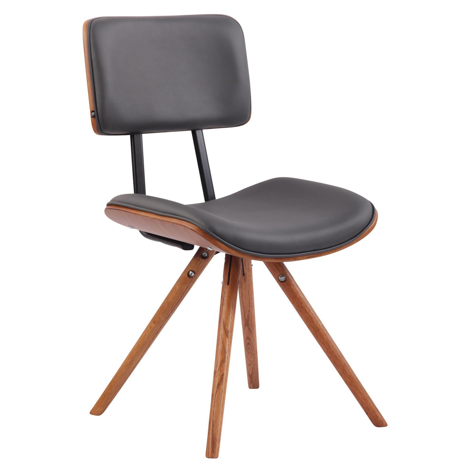 Silla de Confidente CHIMALA PIEL, en Madera color Nogal, color Negro