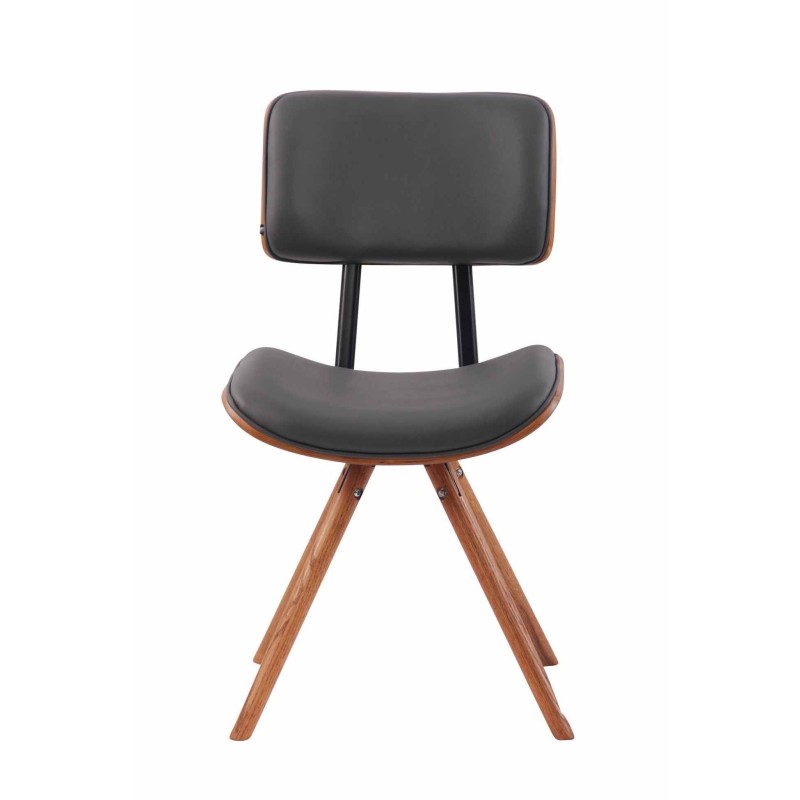 Silla de Confidente CHIMALA PIEL, en Madera color Nogal, color Negro