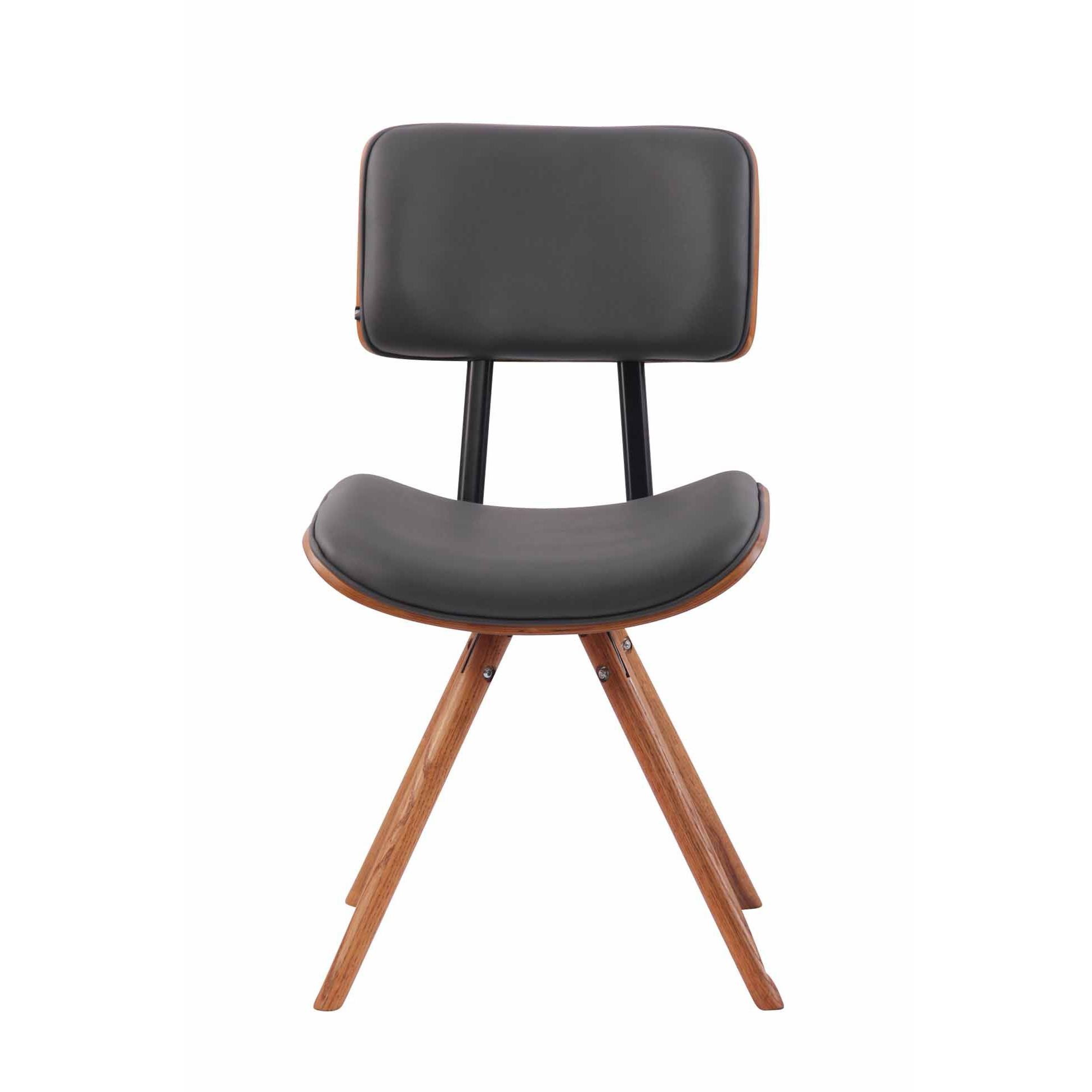 Silla de Confidente CHIMALA PIEL, en Madera color Nogal, color Negro