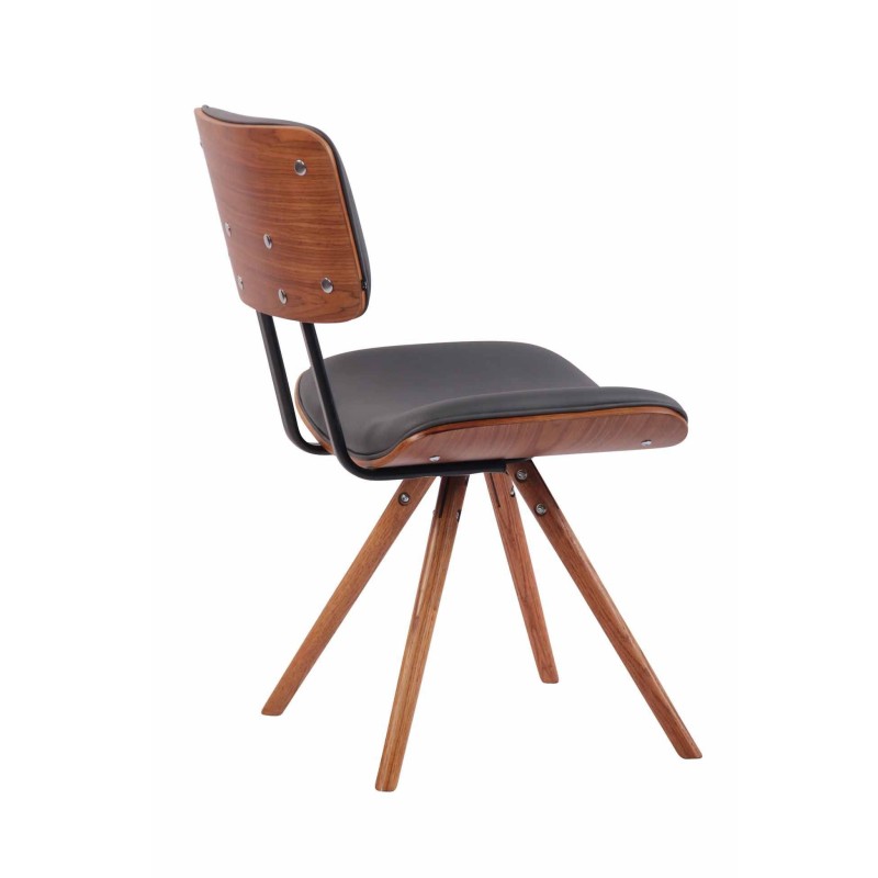 Silla de Confidente CHIMALA PIEL, en Madera color Nogal, color Negro
