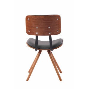 Silla de Confidente CHIMALA PIEL, en Madera color Nogal, color Negro
