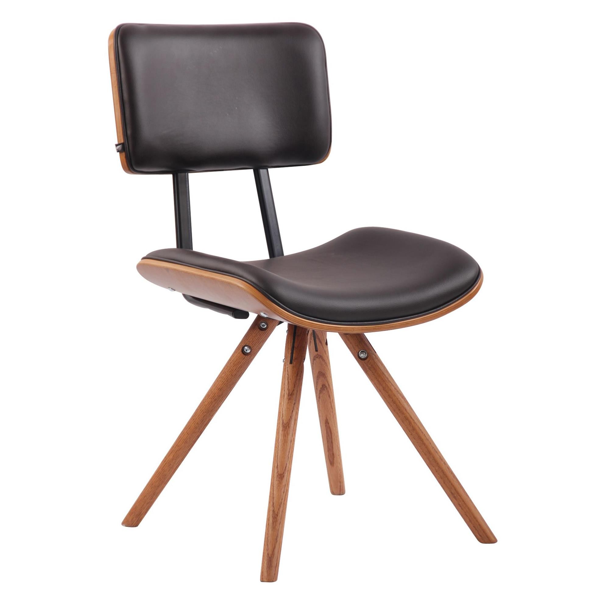 Silla de Confidente CHIMALA PIEL, en Madera color Nogal, color Negro