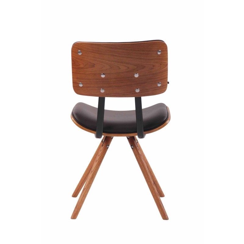 Silla de Confidente CHIMALA PIEL, en Madera color Nogal, color Negro