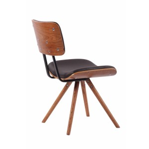 Silla de Confidente CHIMALA PIEL, en Madera color Nogal, color Negro