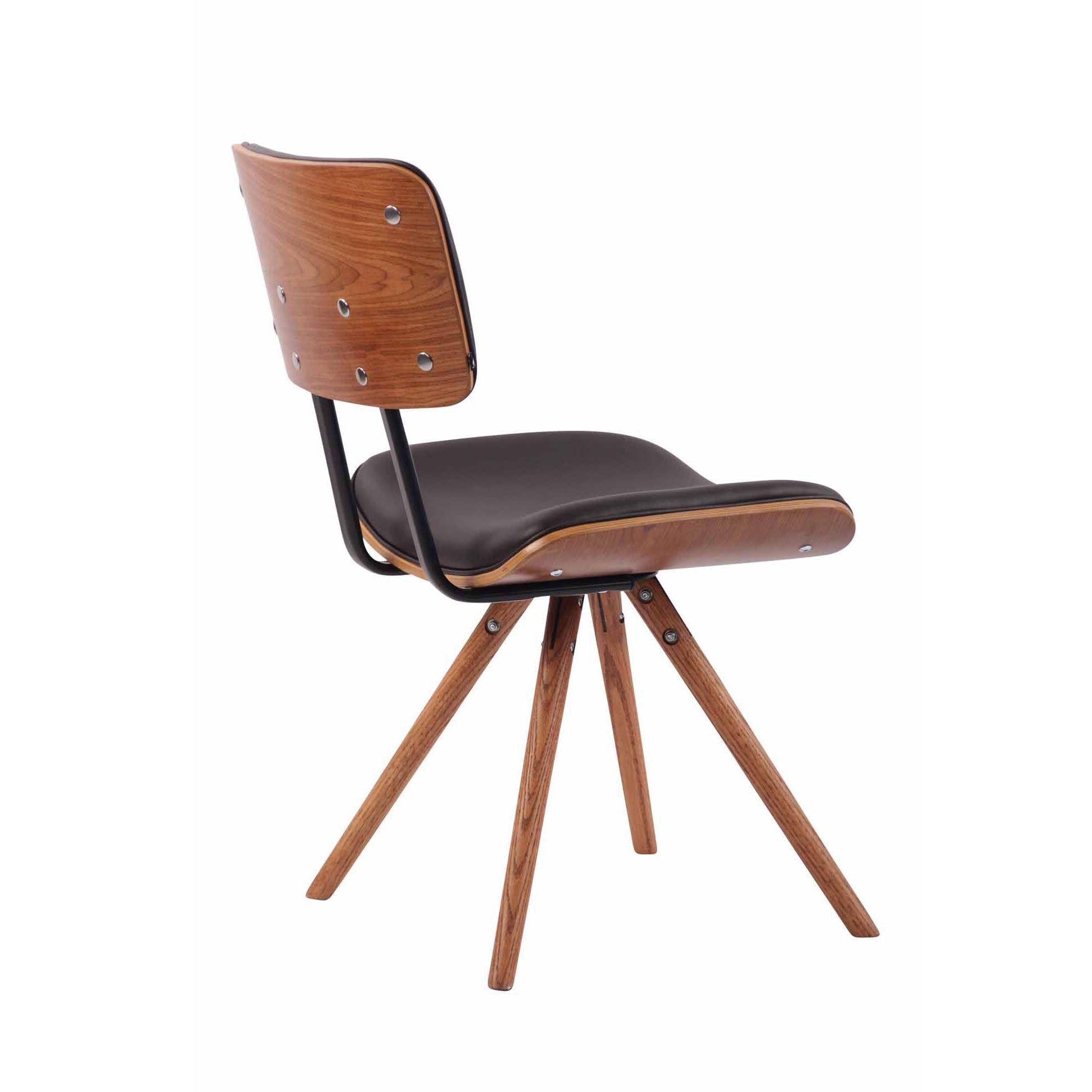 Silla de Confidente CHIMALA PIEL, en Madera color Nogal, color Negro
