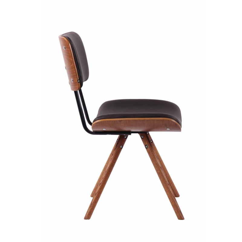 Silla de Confidente CHIMALA PIEL, en Madera color Nogal, color Negro