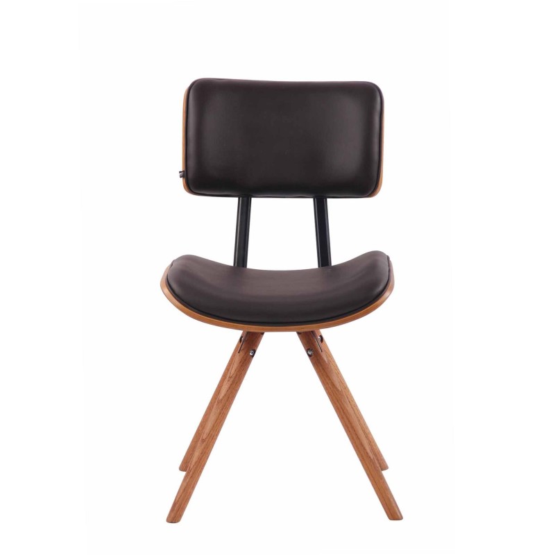Silla de Confidente CHIMALA PIEL, en Madera color Nogal, color Negro