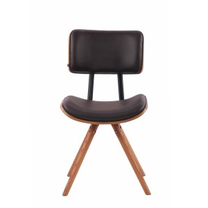 Silla de Confidente CHIMALA PIEL, en Madera color Nogal, color Negro