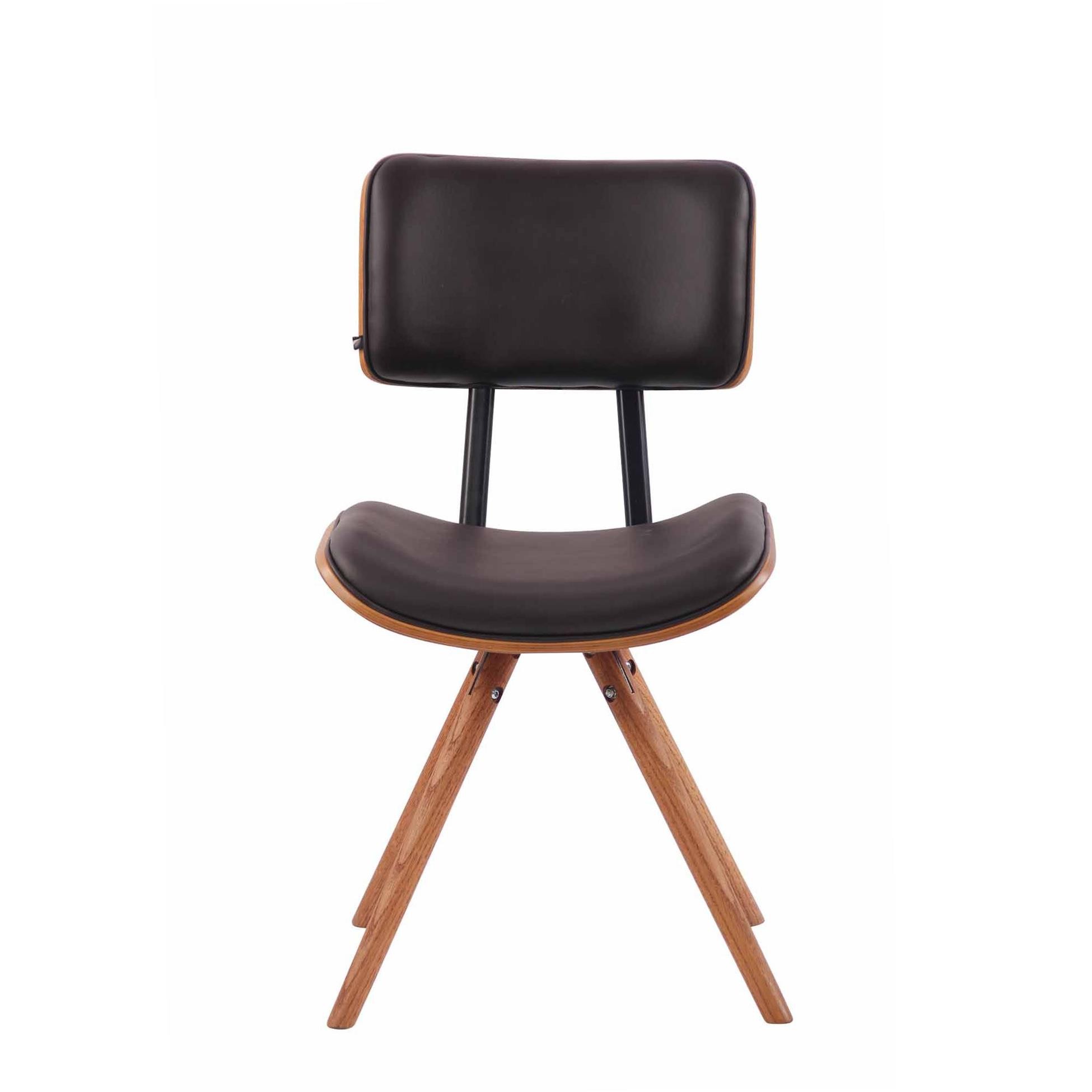 Silla de Confidente CHIMALA PIEL, en Madera color Nogal, color Negro