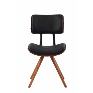 Silla de Confidente CHIMALA PIEL, en Madera color Nogal, color Negro 2