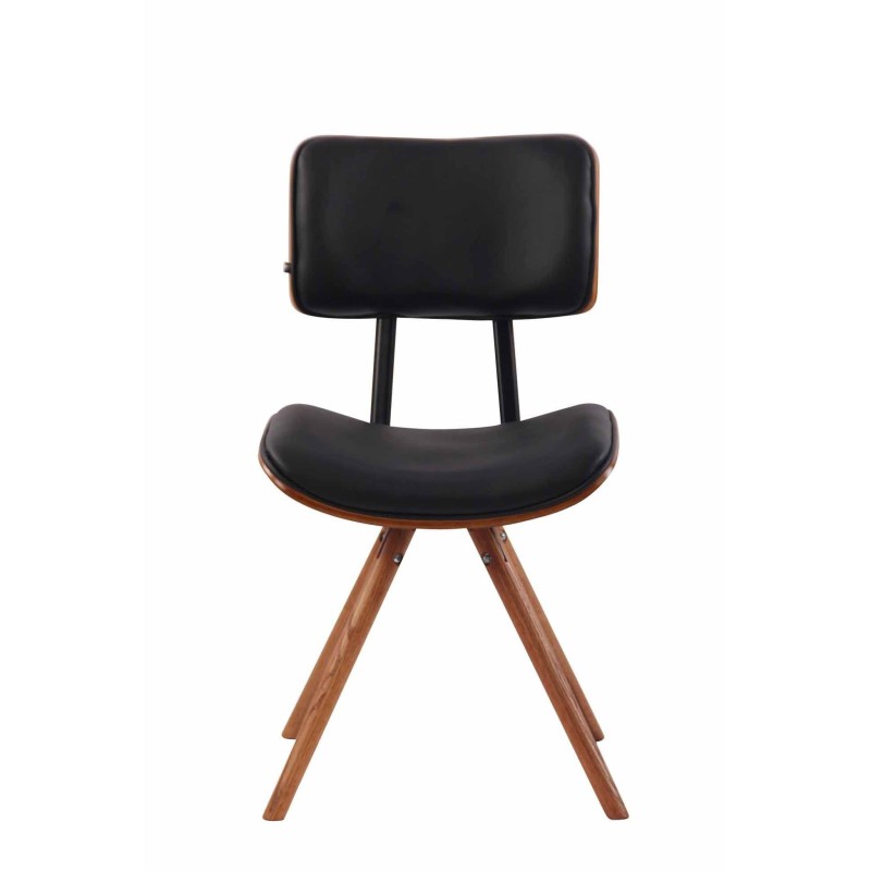 Silla de Confidente CHIMALA PIEL, en Madera color Nogal, color Negro