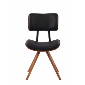 Silla de Confidente CHIMALA PIEL, en Madera color Nogal, color Negro