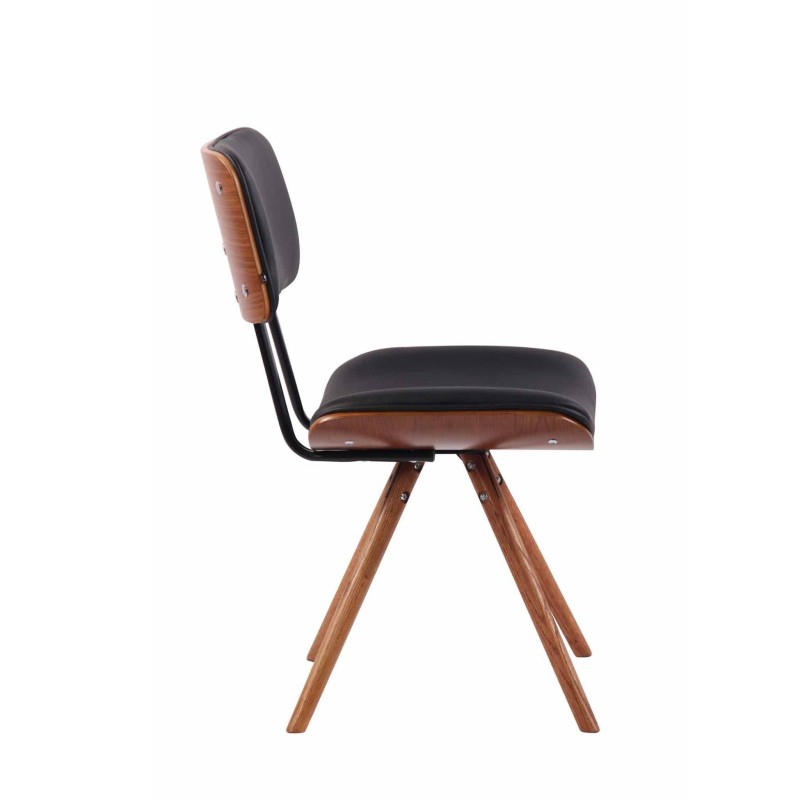 Silla de Confidente CHIMALA PIEL, en Madera color Nogal, color Negro