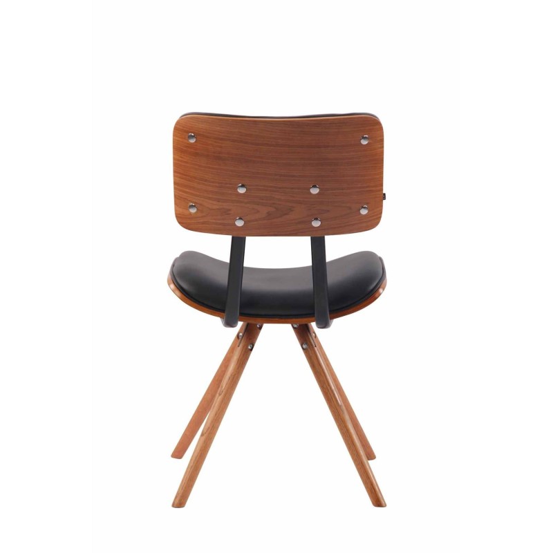 Silla de Confidente CHIMALA PIEL, en Madera color Nogal, color Negro