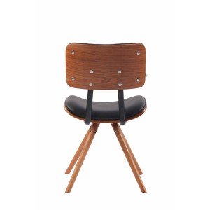 Silla de Confidente CHIMALA PIEL, en Madera color Nogal, color Negro