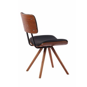 Silla de Confidente CHIMALA PIEL, en Madera color Nogal, color Negro