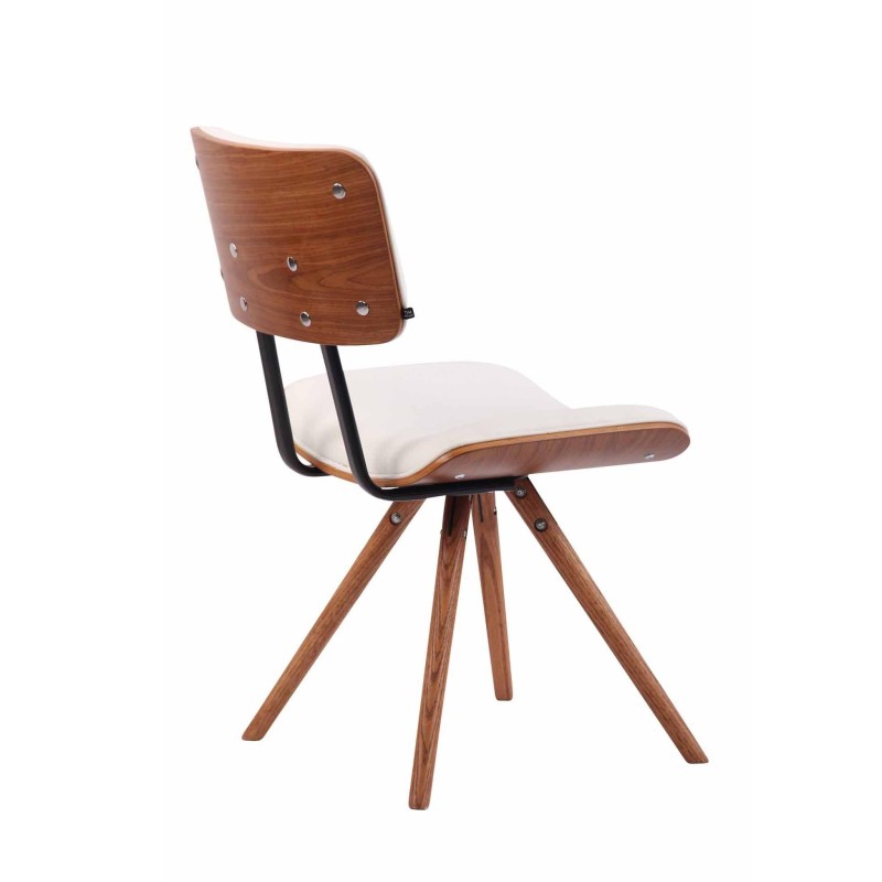 Silla de Confidente CHIMALA PIEL, en Madera color Nogal, color Negro