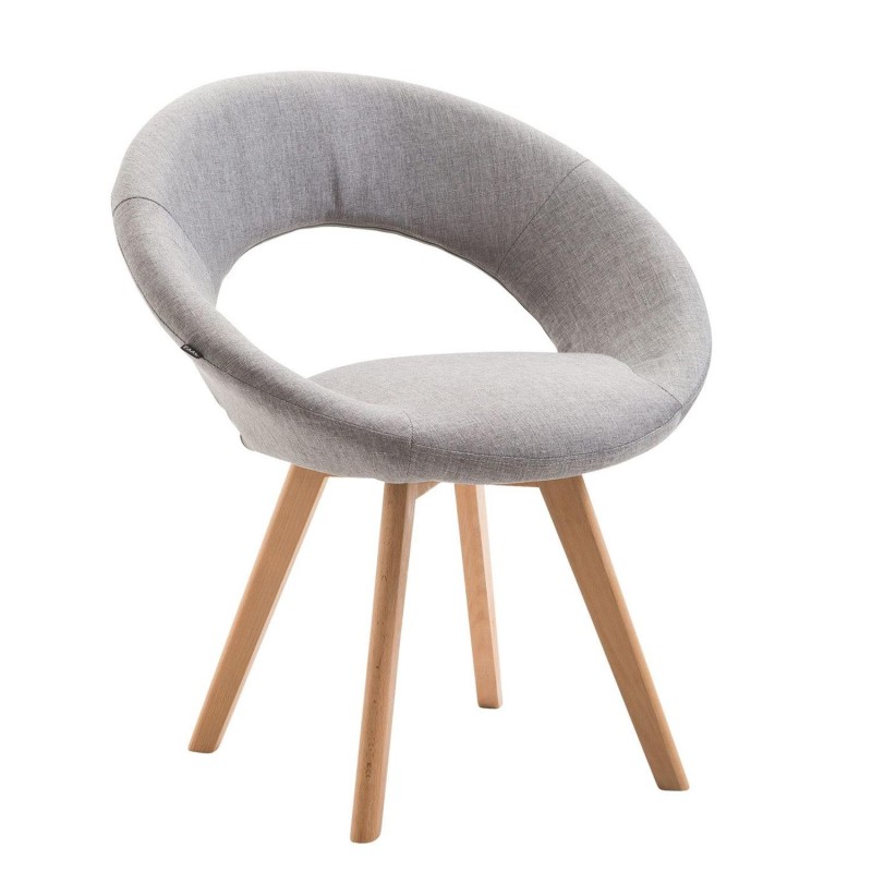 Silla de Confidente BACH, en Madera color Haya y Tela Negra