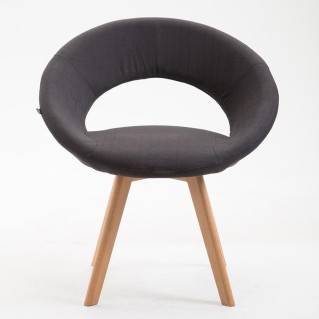 Silla de Confidente BACH, en Madera color Haya y Tela Negra 2