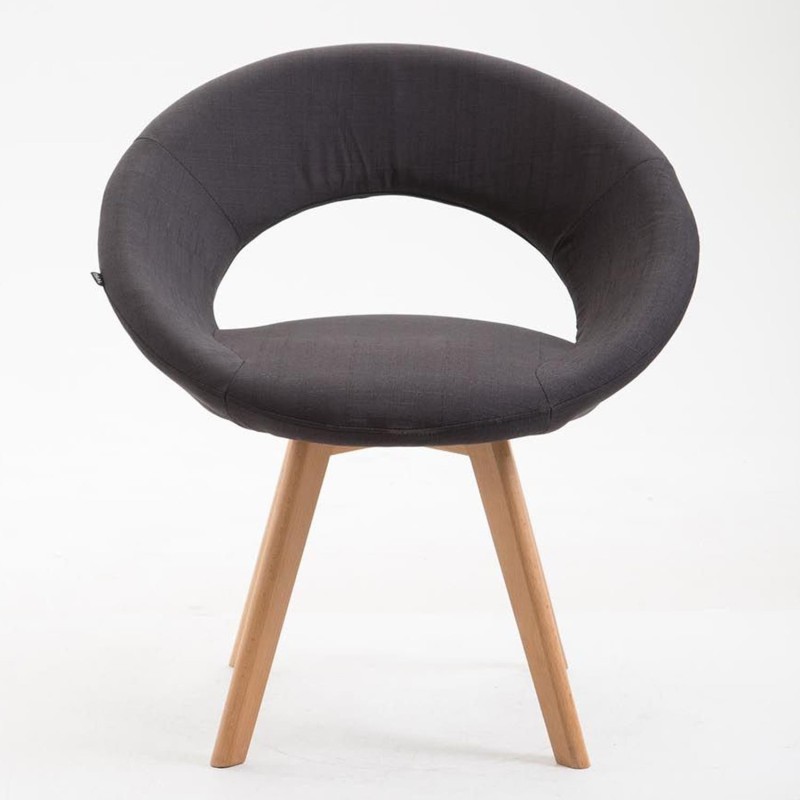 Silla de Confidente BACH, en Madera color Haya y Tela Negra