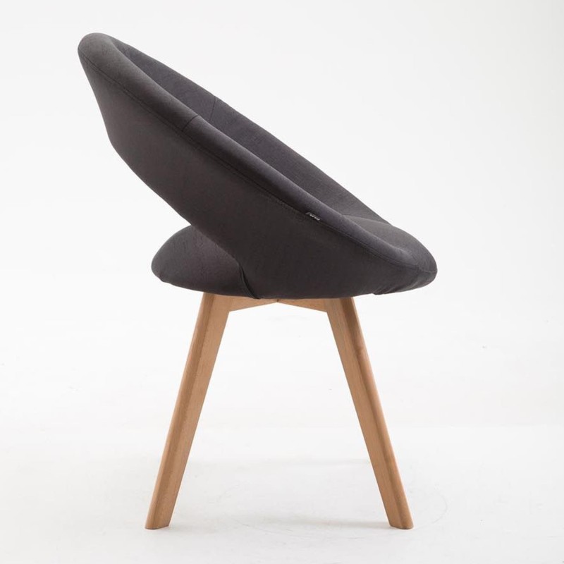 Silla de Confidente BACH, en Madera color Haya y Tela Negra