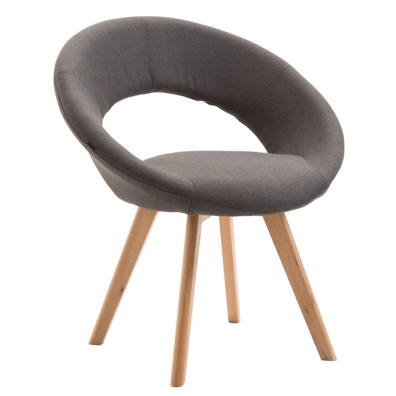 Silla de Confidente BACH, en Madera color Haya y Tela Negra
