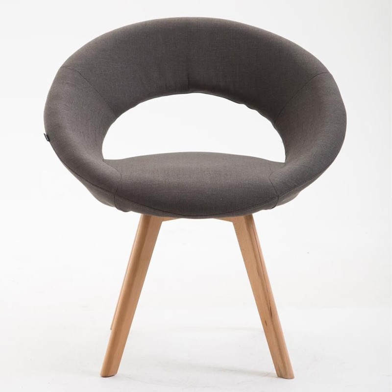 Silla de Confidente BACH, en Madera color Haya y Tela Negra