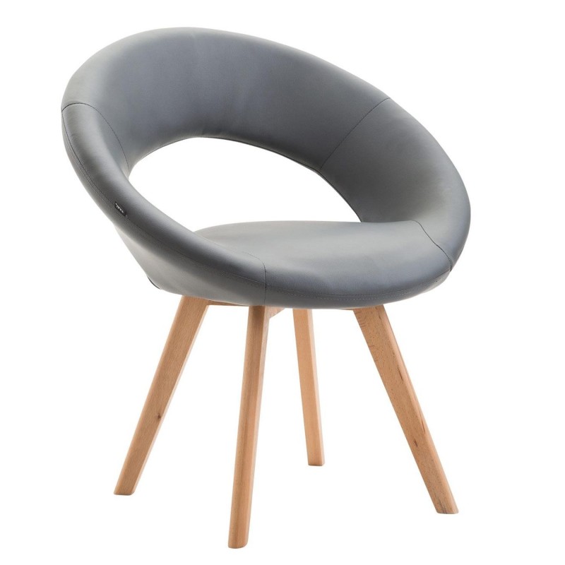 Silla de Confidente BACH, en Madera color Haya y Piel Negra