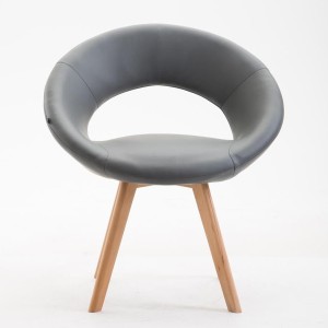 Silla de Confidente BACH, en Madera color Haya y Piel Negra