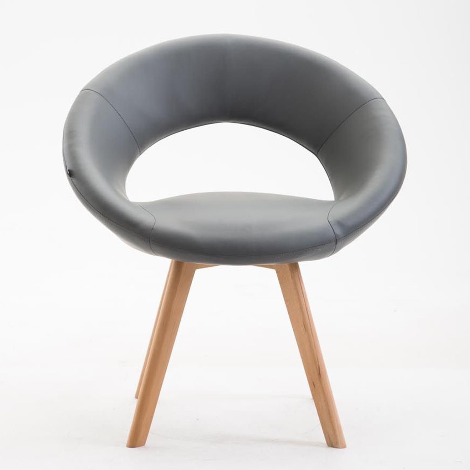 Silla de Confidente BACH, en Madera color Haya y Piel Negra