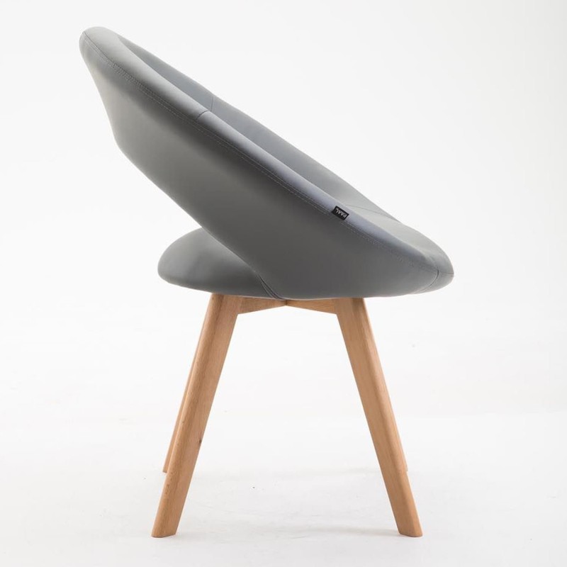 Silla de Confidente BACH, en Madera color Haya y Piel Negra