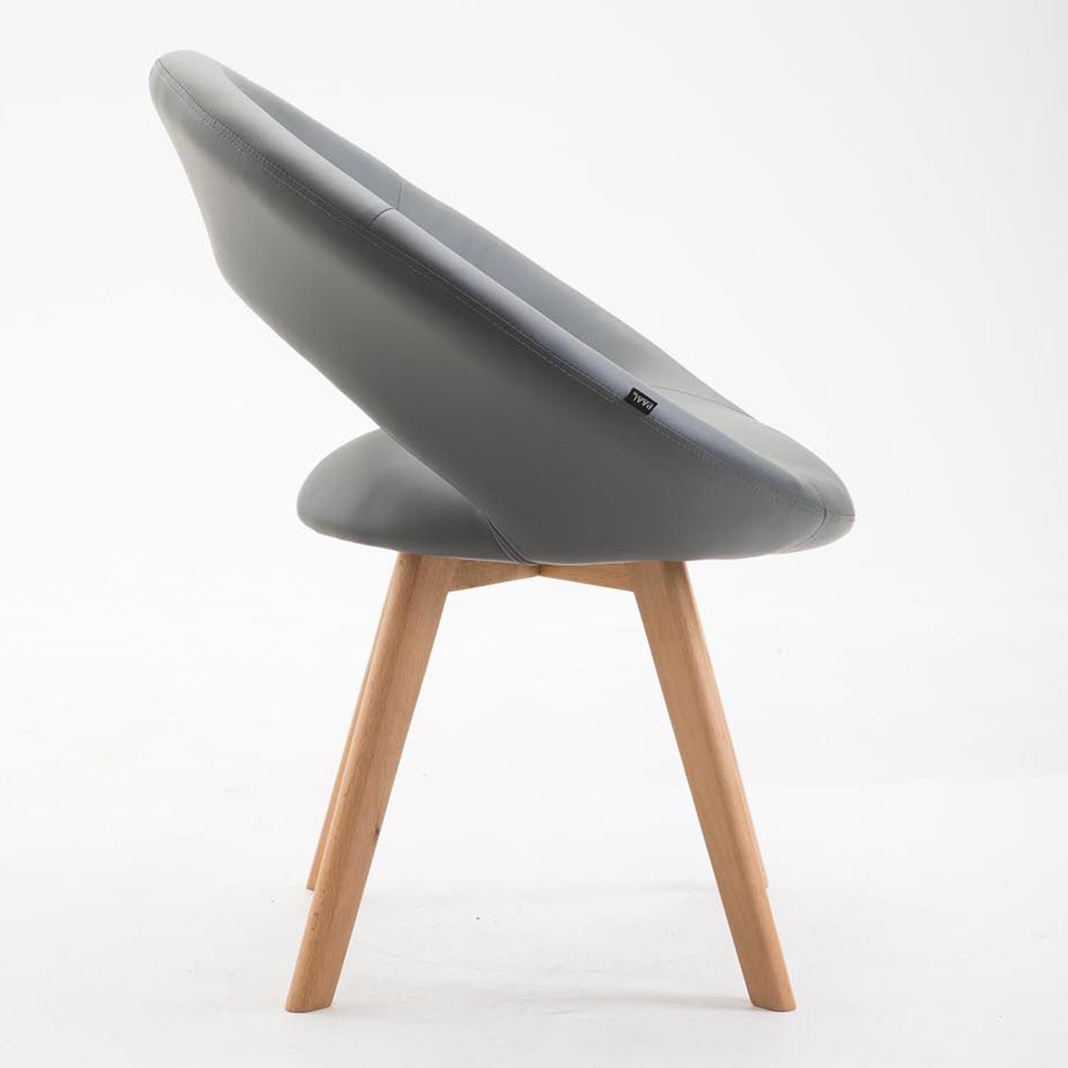 Silla de Confidente BACH, en Madera color Haya y Piel Negra