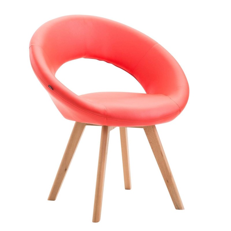 Silla de Confidente BACH, en Madera color Haya y Piel Negra