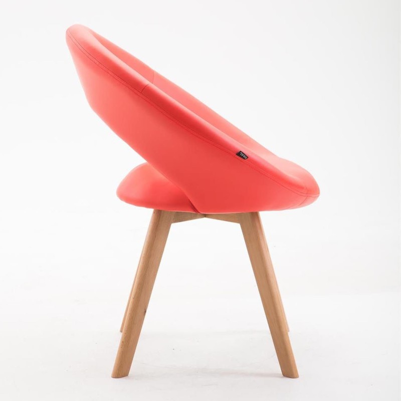Silla de Confidente BACH, en Madera color Haya y Piel Negra